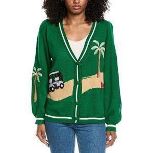 Fate Womens  Golf Themed Ballon Sleeve Cardigan, Green